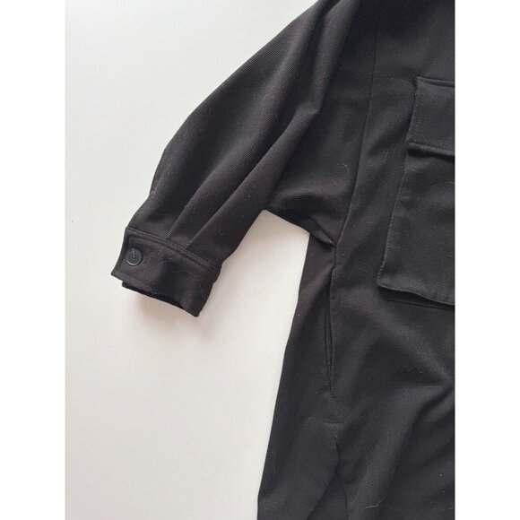 NWOT ZARA Black Serge Twill Oversized Batwing Sleeve Button Down Shirt, Size S - Picture 8 of 10